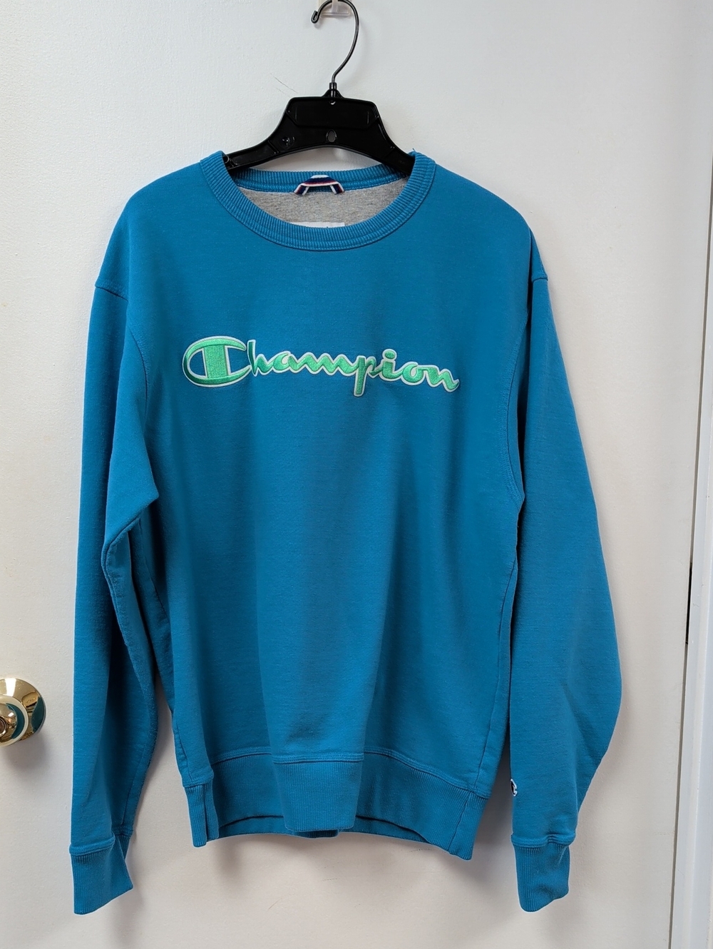 Champion Teal Crewneck with Green Logo Accent COLOR POP!!